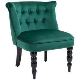 Scott Velvet Accent Chair with Rubber Wood Legs - Dark Green