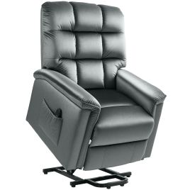 HERON Velvet-Feel Electric Lift Recliner Chair - Dark Grey