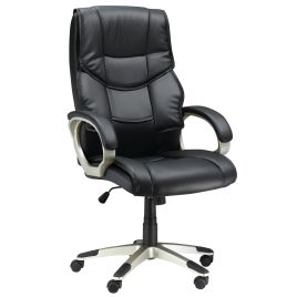 Home Office Chair High Back Computer Desk Chair with Faux Leather Adjustable Height Rocking Function Black