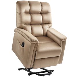 HERON Velvet-Feel Electric Lift Recliner Chair - Brown