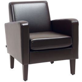 HERON Faux Leather Simple Armchair - Brown