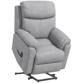 Heavy Duty Fabric Upholstered Riser and Recliner Chairs with Remote Control, Side Pocket - Grey