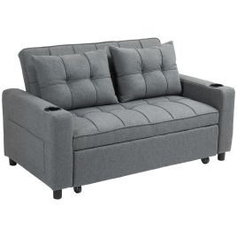 HERON Two-Seater Pull-Out Sofa Bed - Charcoal Grey
