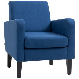 Modern Accent Chair Rubber Wood Legs for Living Room Bedroom - Blue