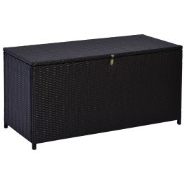 Rattan Storage Box Outdoor Indoor Wicker Cabinet Chest Garden Furniture 118 x 54 x 59cm - Dark Brown