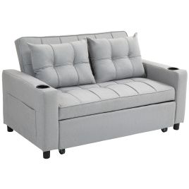 HERON Two-Seater Pull-Out Sofa Bed - Light Grey