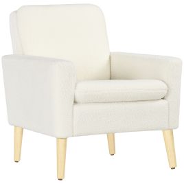 Scott Upholstered Accent Armchair with Wide Padded Seat - Cream White