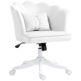 HERON Velvet-Feel Petal Back Office Chair - White