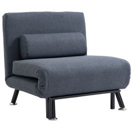 Single Sofa Bed Sleeper Foldable Portable Pillow Lounge Couch Living Room Furniture - Dark Grey