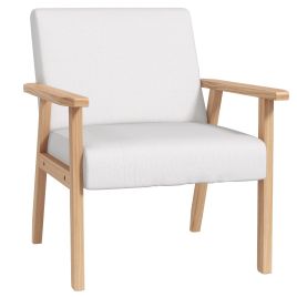 Scott Occasional Chair with Thick Linen Cushions - Cream White