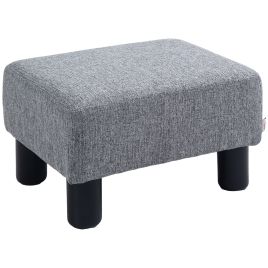 Linen Fabric Footstool Ottoman Cube with 4 Plastic Legs
