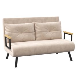Scott Click Clack Sofa Bed with 2 Cushions - Beige
