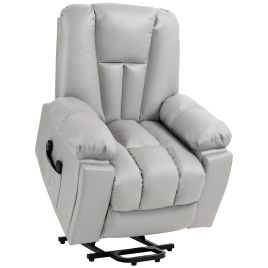 Recliner Sofa - Eight Massage Point Armchair with Reclining Back Light Grey 94cm