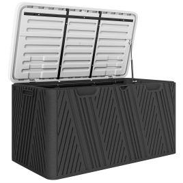 SUNVISTA 380L Waterproof Outdoor Storage Box, with Lockable Lid - Black
