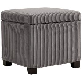 HERON Storage Ottoman Bench, Corduroy Footstool with Removable Lid and Legs, 40cm Storage Chest Box for Living Room, Bedroom, Hallway, Grey