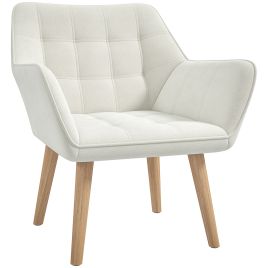Armchair - Accent Chair with Wide Arms Cream 67cm