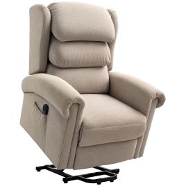 HERON Power Lift Recliner Chair for Elderly, Velvet Electric Riser and Recliner Armchair for Living Room with Remote Control, Khaki