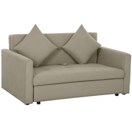 HERON 2-Seater Sofa Bed, Convertible Velvet Loveseat with Cushions & Storage, Light Brown