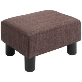 Linen Fabric Footstool Ottoman Cube with 4 Plastic Legs