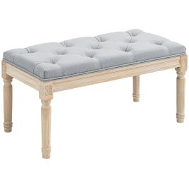 HERON Vintage Wooden Bed End Bench - Light Grey
