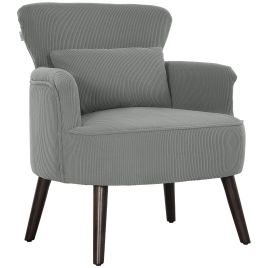 HERON Corduroy Retro Accent Chair - Light Grey