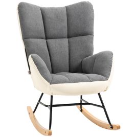 Scott Rocking Chair for Nursery with Upholstered Wingback - Grey