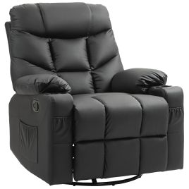 Scott Manual Reclining Chair with Cup Holders - Black