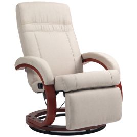 Scott Swivel Recliner Chair with Wood Base - Beige