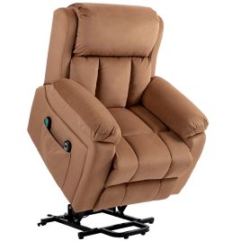 Scott Power Lift Recliner Chair with Vibration Massage Heat Side Pocket - Brown