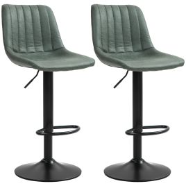 Scott Adjustable Bar Stools Set of 2 with Swivel Seat - Green