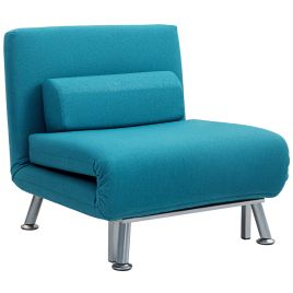 HERON Single Linen-Feel Sleeper Chair - Dark Blue