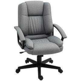 HERON Linen-Look Padded Office Chair - Grey