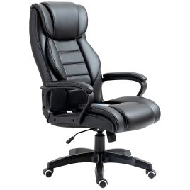 High Back Executive Office Chair 6- Point Vibration Massage Extra Padded Swivel Ergonomic Tilt Desk Seat, Black