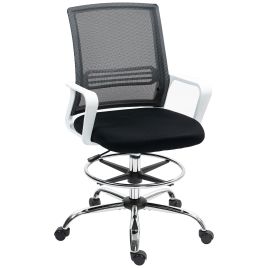 HERON Draughtsman Chair, Mesh Drafting Chair, Ergonomic Office Chair with Lumbar Support, Adjustable Foot Ring, Black