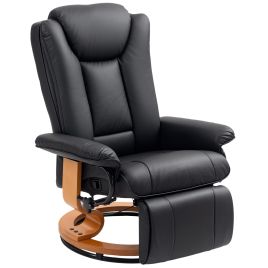HERON Faux Leather Recliner Chair - Black