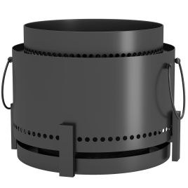 SUNVISTA Smokeless Fire Pit with Ash Catcher, 37cm Portable Wood Burning Firepit with Poker for Garden Camping Bonfire Party, Metal, Dark Grey