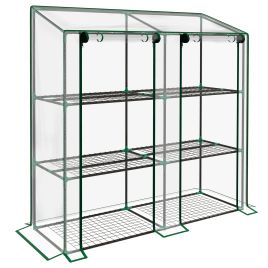 3 Tier 6 Wire Shelves Reinforced Mini Greenhouse, Clear