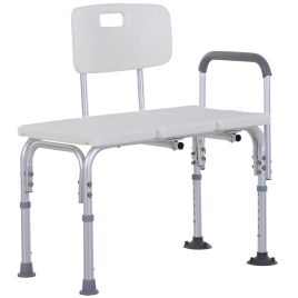 Height Adjustable Shower Chair with Armrest and Backrest for Elderly