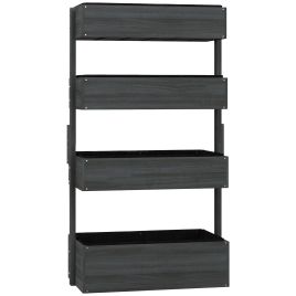 SUNVISTA Four-Tier Basket Wooden Plant Stand - Grey