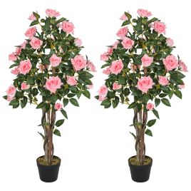 HERON Set of Two Faux Rose Plants, with Pots