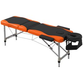 Foldable Massage Table Salon SPA Facial Couch Bed - Black and Orange