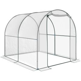 Walk-in Polytunnel Greenhouse with Roll-up Door Transparent Tunnel Greenhouse with Steel Frame and PVC Cover, 2.5 x 2m