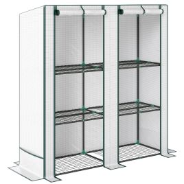 SUNVISTA Three-Tier Mini Greenhouse with Green Edges- White