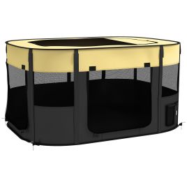 Shelley Oxford Fabric Foldable Dog Pen with Storage Bag 59H x 114L x 89Wcm - Yellow