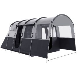8-Person Camping Tent, Waterproof Family Tent, Tunnel Design, 4 Large Windows, Sleeping Cabins 3000mm Water Column Grey