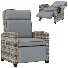 SUNVISTA 145degree Reclining Rattan Armchair, with Footrest - Mixed Grey/Grey