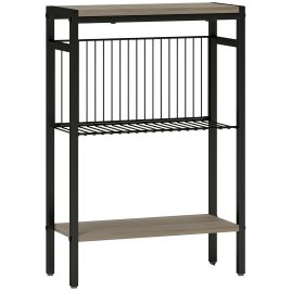 Side Table - Three Shelf Industrial Side Table Grey 43cm
