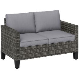 SUNVISTA Two-Seater Rattan Outdoor Sofa - Dark Grey