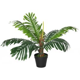 Artificial Palm Tree Decorative Plant 8 Leaves with Nursery Pot, Fake Tropical Tree for Indoor Outdoor Décor, 60cm