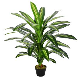 110cm/3.6FT Artificial Dracaena Tree Decorative Plant 40 Leaves with Nursery Pot, Fake Tropical Tree for Indoor Outdoor Décor